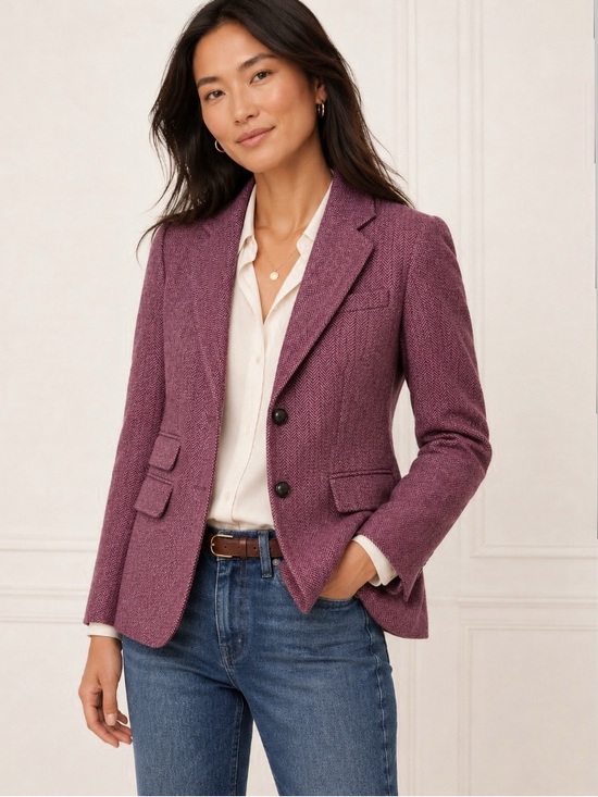 J. Crew Jackets & Blazers - J.Crew Boyfriend Blazer Women’s Size 4 Burgundy Pink Herringbone Wool Blend NWT